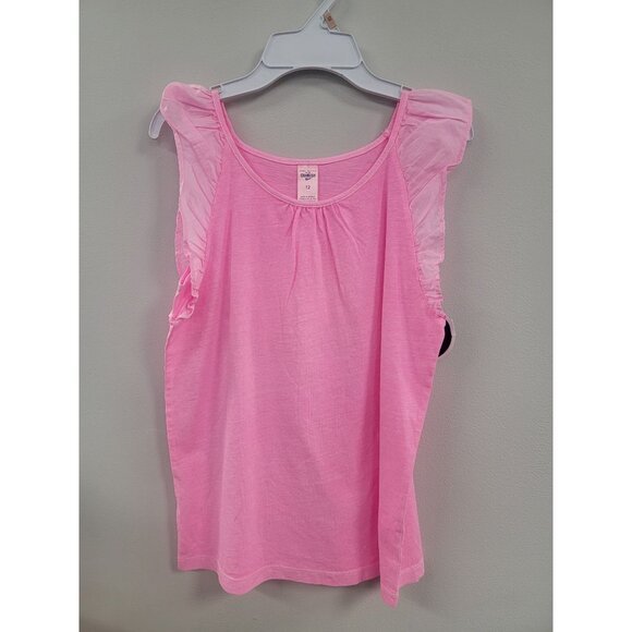 OshKosh BGosh Girls Pink Ruffle Sleeve Top Size 12 - Picture 1 of 5